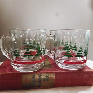 Set of four KIG Indonesia Christmas tree pattern clear mugs
